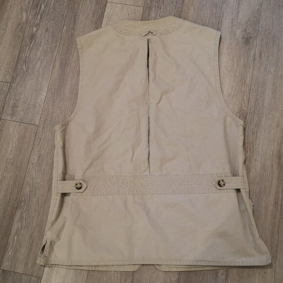 LL BEAN Vest Mens L Utility Safari Tactical Fishing Full Zip Canvas Cotton Tan - Picture 13 of 13